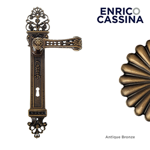 Giuseppina - Door lever Handle on Plate in Antique Bronze Finish
